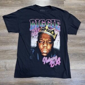 The Notorious B.I.G. Black Graphic Shirt Womens M "Notorious B.I.G." Spell-Out